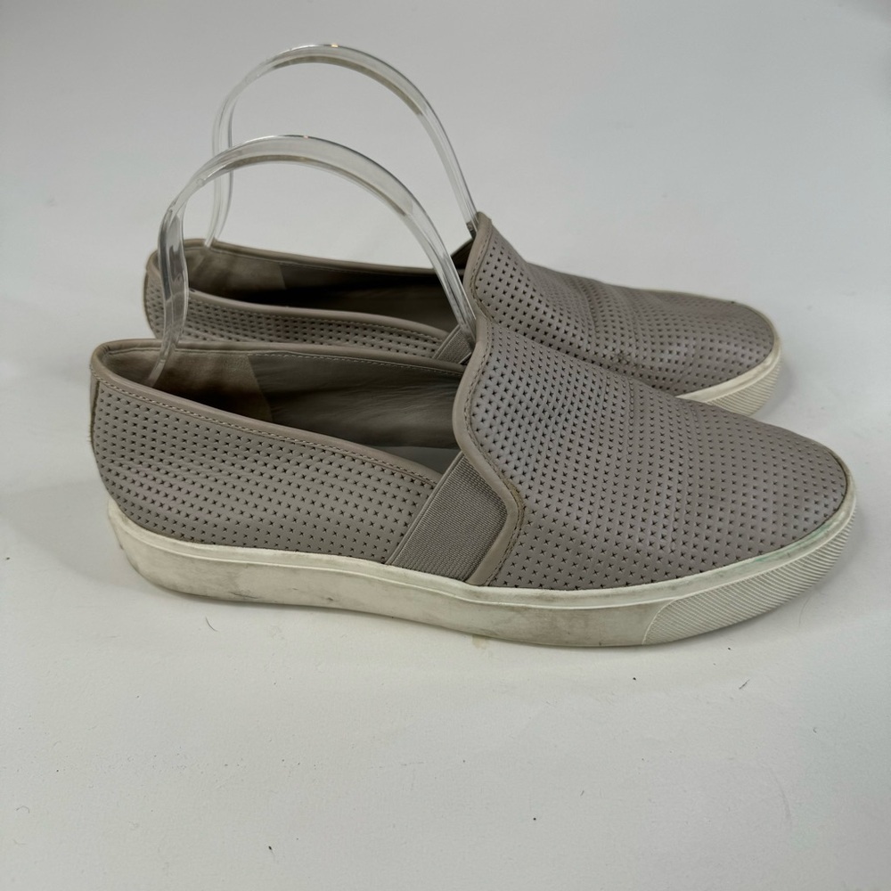 Vince Blair Perforated Gray Leather Slip On Shoes‎ Size 6.5